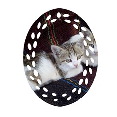 Kitty Twins Oval Filigree Ornament (2-side)  by trendistuff