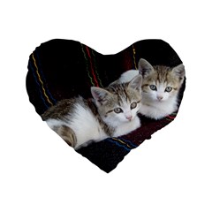 Kitty Twins Standard 16  Premium Heart Shape Cushions by trendistuff