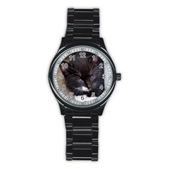 Kitty In A Corner Stainless Steel Round Watches by trendistuff