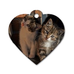 Cute Kitties Dog Tag Heart (two Sides) by trendistuff