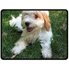 Cute Cavapoo Puppy Fleece Blanket (large) 