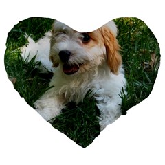 Cute Cavapoo Puppy Large 19  Premium Flano Heart Shape Cushions