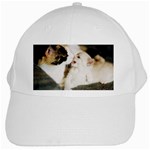 CALICO CAT AND WHITE KITTY White Cap