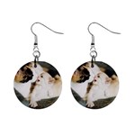 CALICO CAT AND WHITE KITTY Mini Button Earrings