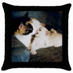 Calico Cat And White Kitty Throw Pillow Cases (black) by trendistuff