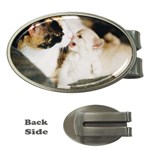 CALICO CAT AND WHITE KITTY Money Clips (Oval) 