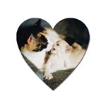 CALICO CAT AND WHITE KITTY Heart Magnet