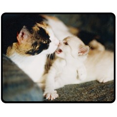 Calico Cat And White Kitty Fleece Blanket (medium)  by trendistuff