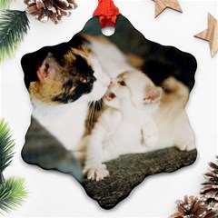 Calico Cat And White Kitty Snowflake Ornament (2-side) by trendistuff