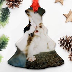 Calico Cat And White Kitty Christmas Tree Ornament (2 Sides)