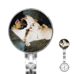 Calico Cat And White Kitty Stainless Steel Nurses Watches by trendistuff