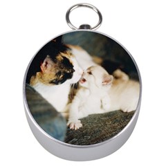 Calico Cat And White Kitty Silver Compasses by trendistuff