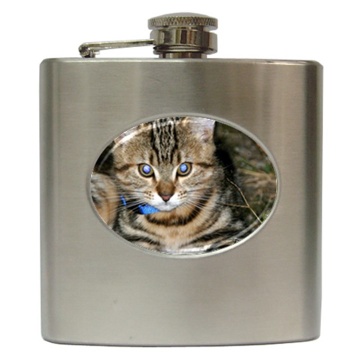 BLUE-EYED KITTY Hip Flask (6 oz)