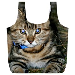 Blue-eyed Kitty Full Print Recycle Bags (l)  by trendistuff