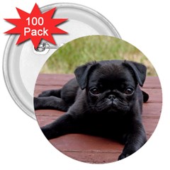 Alert Pug Puppy 3  Buttons (100 Pack)  by trendistuff