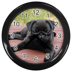 Alert Pug Puppy Wall Clocks (black)