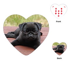 Alert Pug Puppy Playing Cards (heart)  by trendistuff