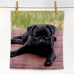 Alert Pug Puppy Face Towel by trendistuff