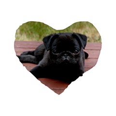 Alert Pug Puppy Standard 16  Premium Heart Shape Cushions by trendistuff