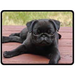 Alert Pug Puppy Double Sided Fleece Blanket (large)  by trendistuff