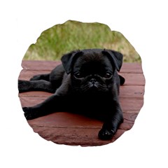 Alert Pug Puppy Standard 15  Premium Flano Round Cushions