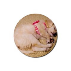 Adorable Sleeping Puppy Rubber Coaster (round)  by trendistuff