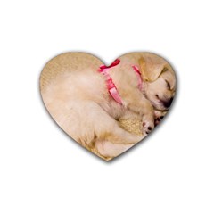 Adorable Sleeping Puppy Heart Coaster (4 Pack)  by trendistuff