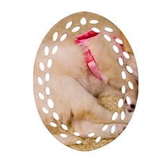 Adorable Sleeping Puppy Oval Filigree Ornament (2-side)  by trendistuff