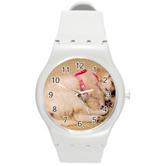 Adorable Sleeping Puppy Round Plastic Sport Watch (m) by trendistuff