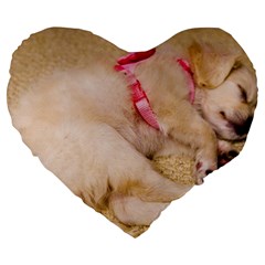 Adorable Sleeping Puppy Large 19  Premium Flano Heart Shape Cushions