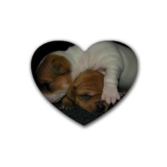 Adorable Baby Puppies Rubber Coaster (heart)  by trendistuff