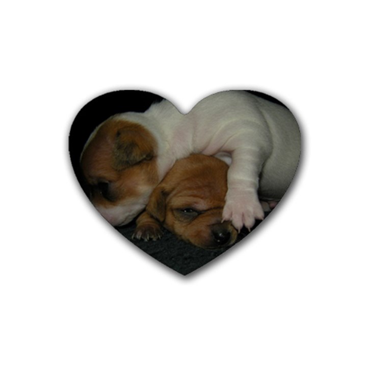 ADORABLE BABY PUPPIES Rubber Coaster (Heart) 