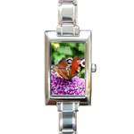 PEACOCK BUTTERFLY Rectangle Italian Charm Watches