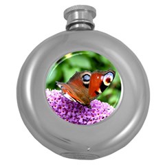 Peacock Butterfly Round Hip Flask (5 Oz) by trendistuff