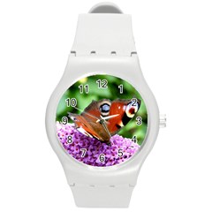 Peacock Butterfly Round Plastic Sport Watch (m) by trendistuff