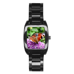 Peacock Butterfly Stainless Steel Barrel Watch by trendistuff