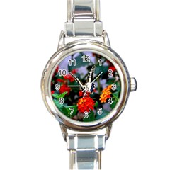 Butterfly Flowers 1 Round Italian Charm Watches by trendistuff