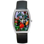 BUTTERFLY FLOWERS 1 Barrel Metal Watches Front