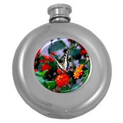 Butterfly Flowers 1 Round Hip Flask (5 Oz) by trendistuff