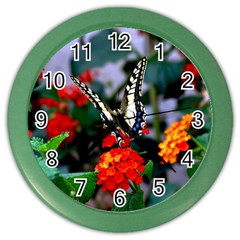 Butterfly Flowers 1 Color Wall Clocks by trendistuff