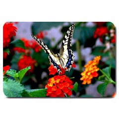 Butterfly Flowers 1 Large Doormat  by trendistuff