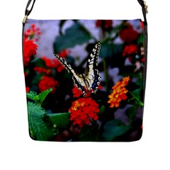 Butterfly Flowers 1 Flap Messenger Bag (l)  by trendistuff