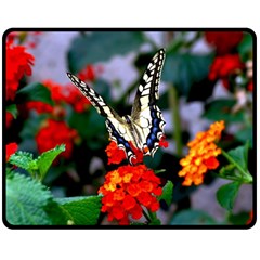 Butterfly Flowers 1 Double Sided Fleece Blanket (medium) 