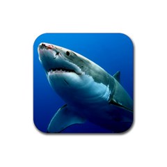 Great White Shark 3 Rubber Coaster (square)  by trendistuff