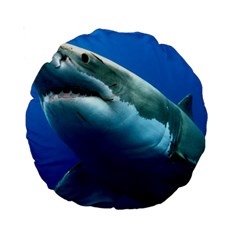 Great White Shark 3 Standard 15  Premium Round Cushions by trendistuff