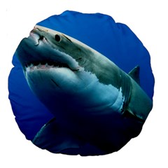 Great White Shark 3 Large 18  Premium Round Cushions by trendistuff