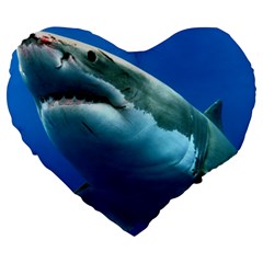 Great White Shark 3 Large 19  Premium Heart Shape Cushions