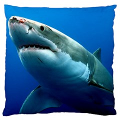 Great White Shark 3 Large Flano Cushion Cases (two Sides)  by trendistuff