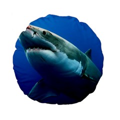 Great White Shark 3 Standard 15  Premium Flano Round Cushions