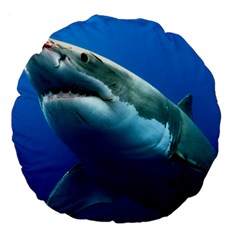 Great White Shark 3 Large 18  Premium Flano Round Cushions